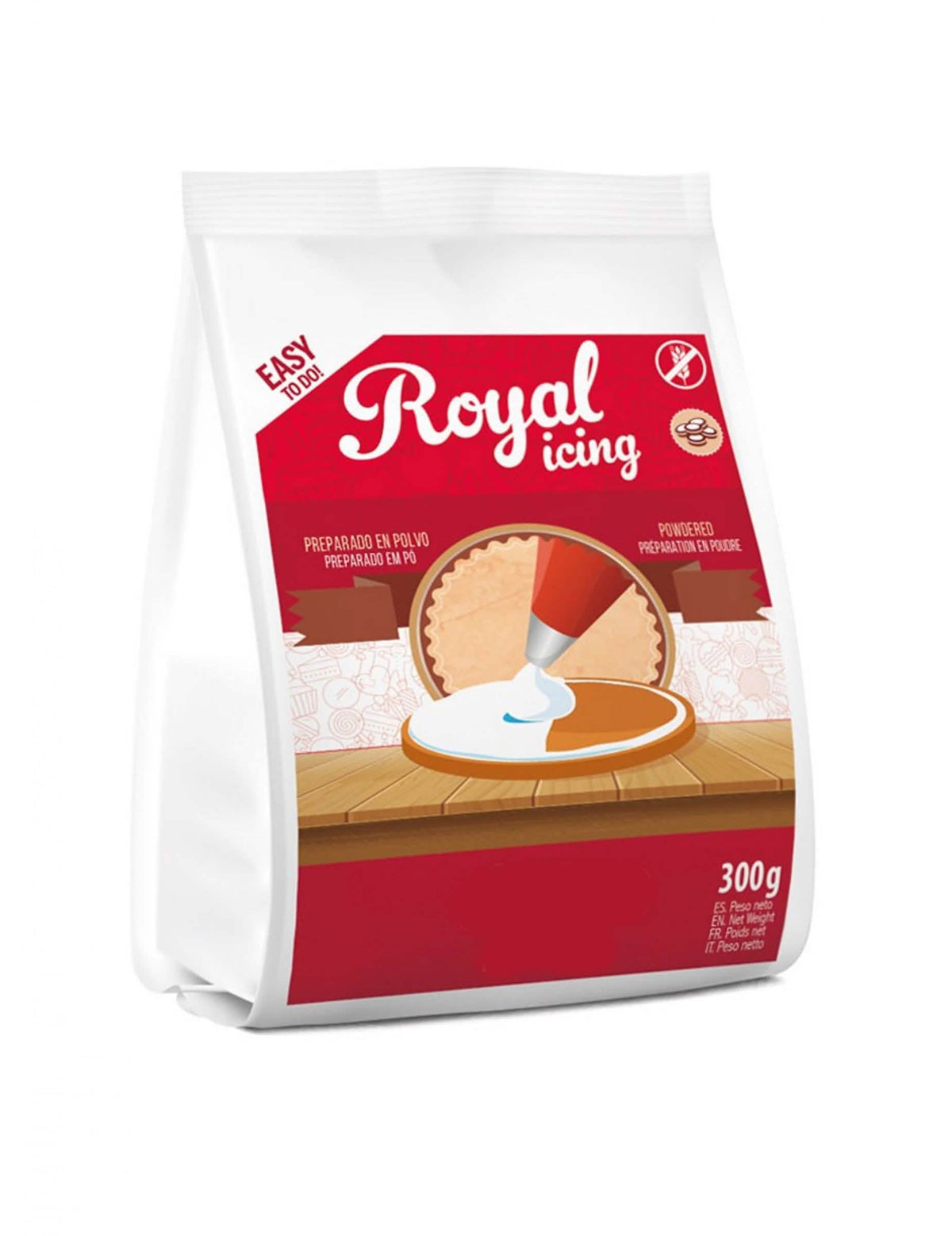Preparação em pó para glacé real para decoração e cobertura branco