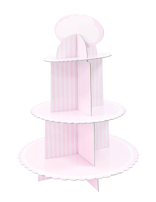 Vue de trois quarts du présentoir à cupcake en carton pour anniversaire