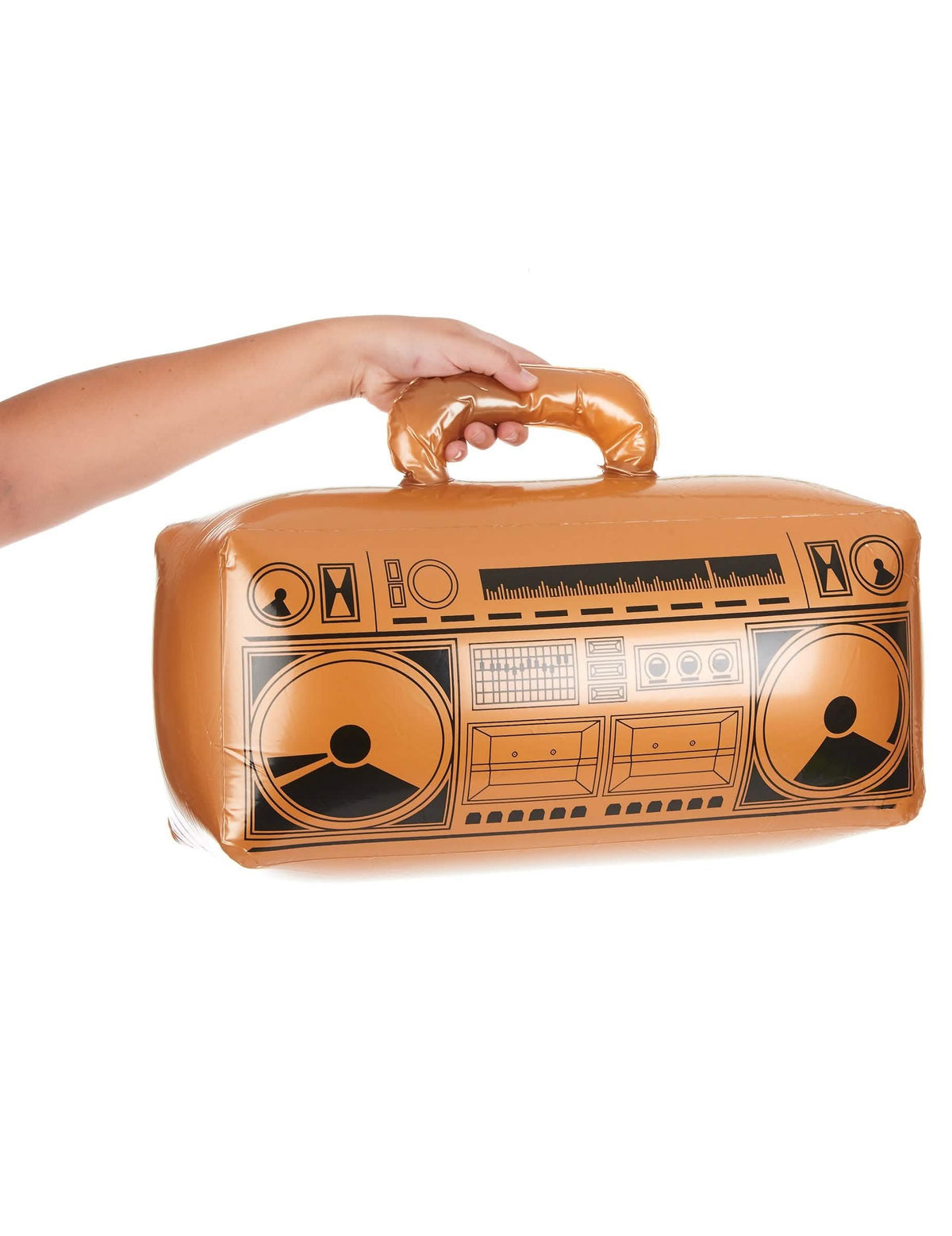 Rádio carry me segurado à mão pela pega do Rádio carry me para adulto dourado
