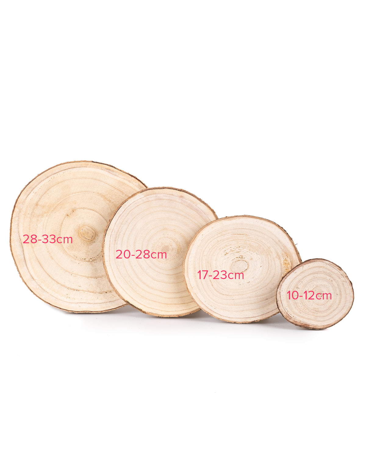 Comparaison des diamètres du rondin de bois naturel pour décoration