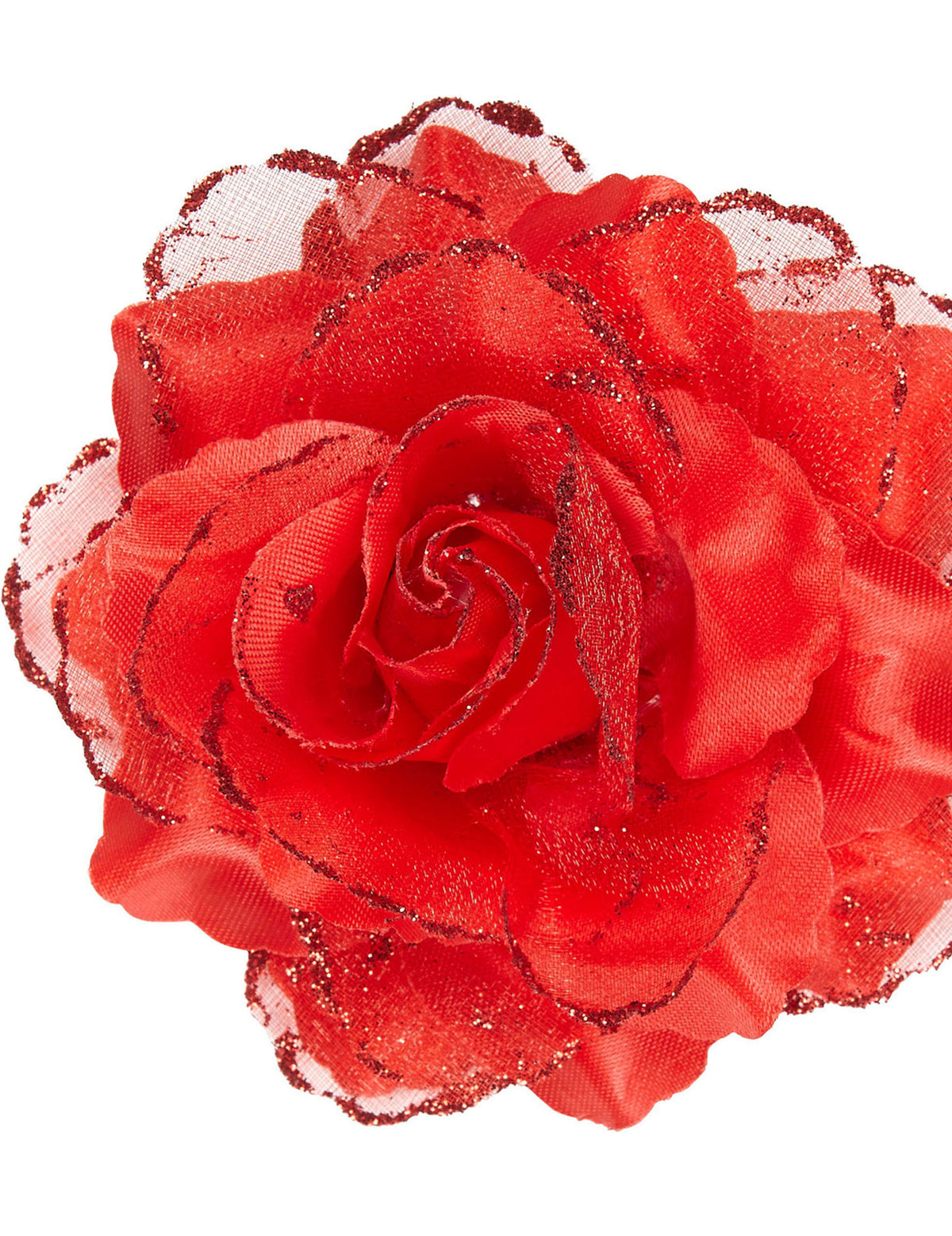 Rose pour cheveux pour femme rouge avec paillettes