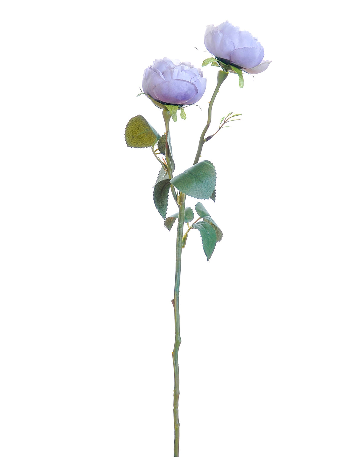 Bouquet de 2 flores artificiais de rosas para decoração lilás com haste