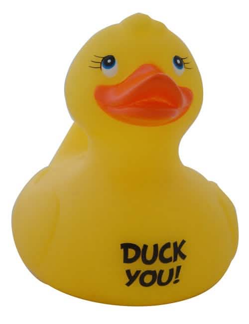 Canard en caoutchouc Duck You pour adulte jaune et orange