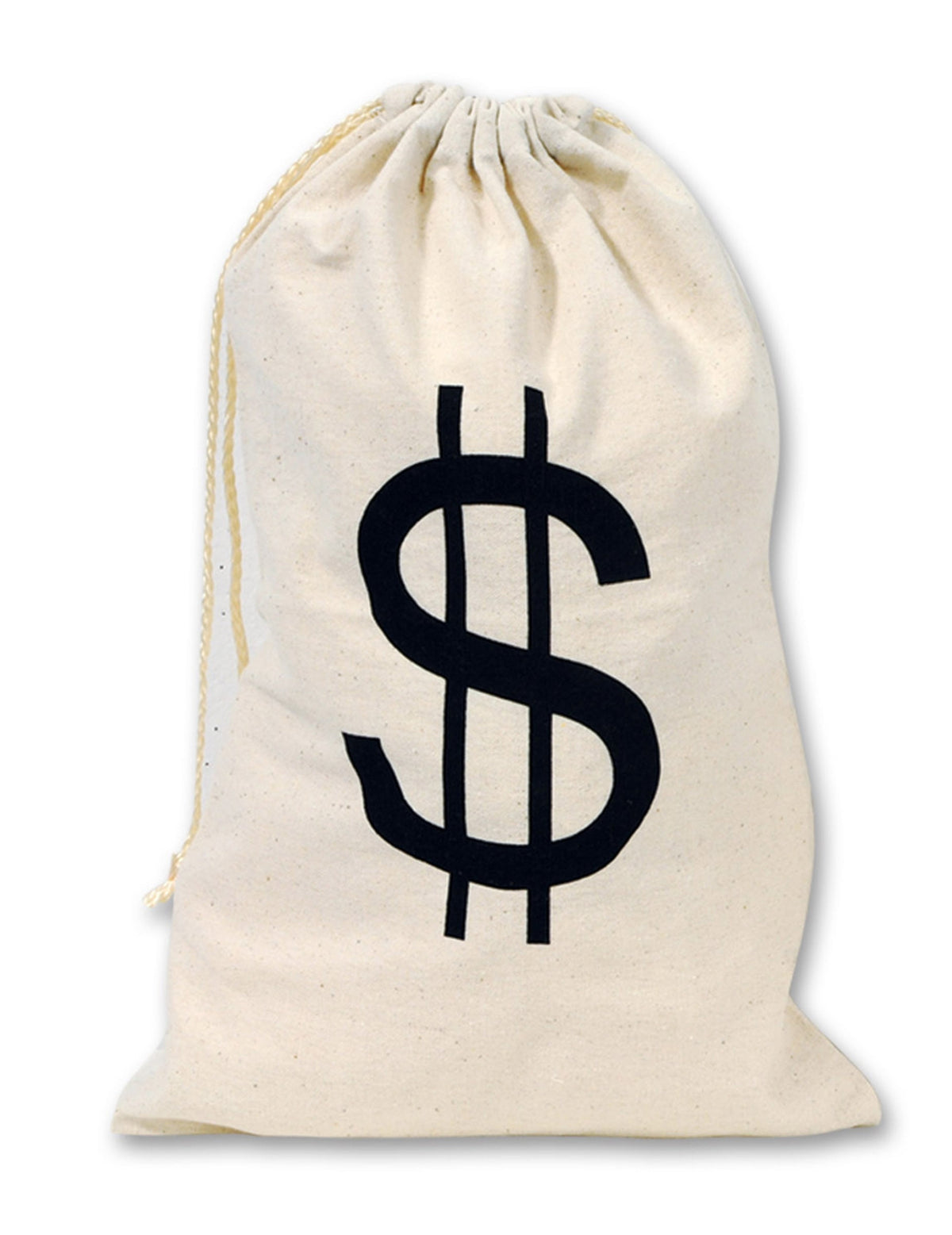 Sac en tissu Dollars beige avec symbole dollar noir