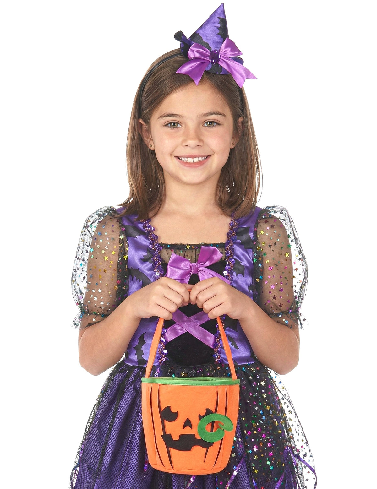 Sac Halloween citrouille terrifiante pour enfant orange et vert