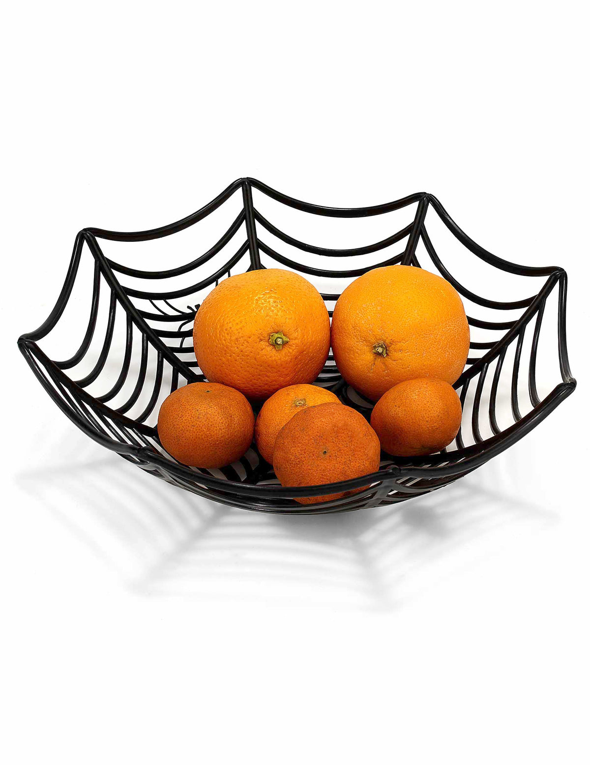 Mise em situação com frutas da taça de salada teia de aranha para halloween