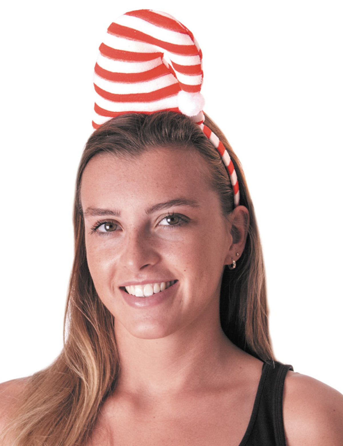 Serre-tête bonnet candy pour adulte rayé rouge et blanc