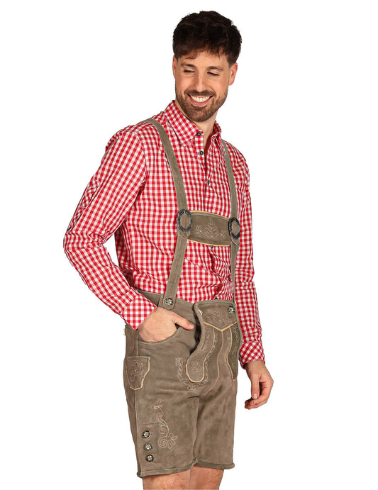Calções bávaros tradicionais cinzentos premium para homem