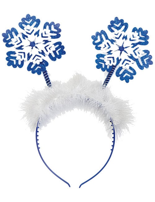 Serre-tête flocons de neige Noël pour femme bleu et blanc pailleté