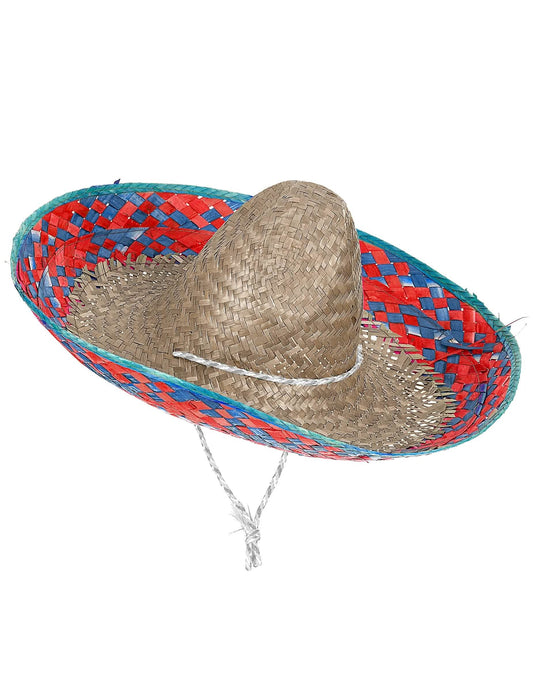 Sombrero Mexicano bordos vermelhos e azuis adulto