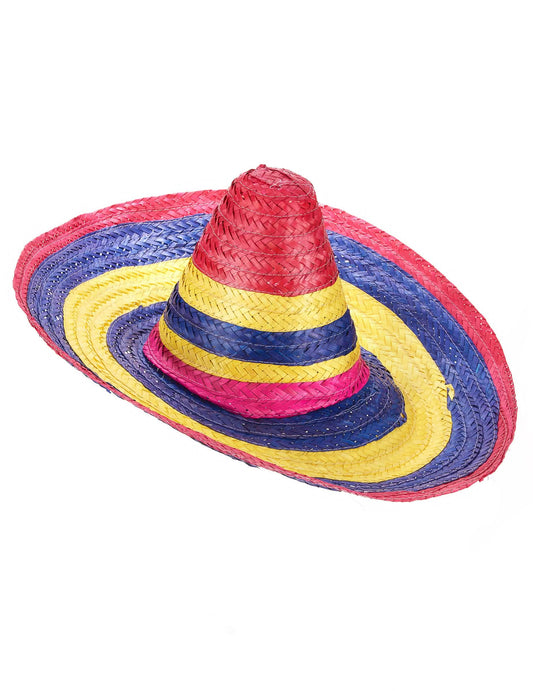 Vue de profil du Sombrero multicolore pour adulte