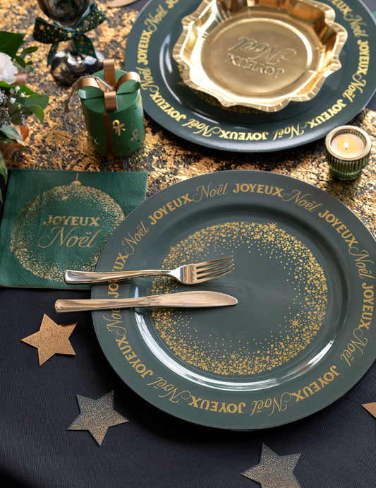 Marcador de prato Natal Cintilante verde abeto 33 cm