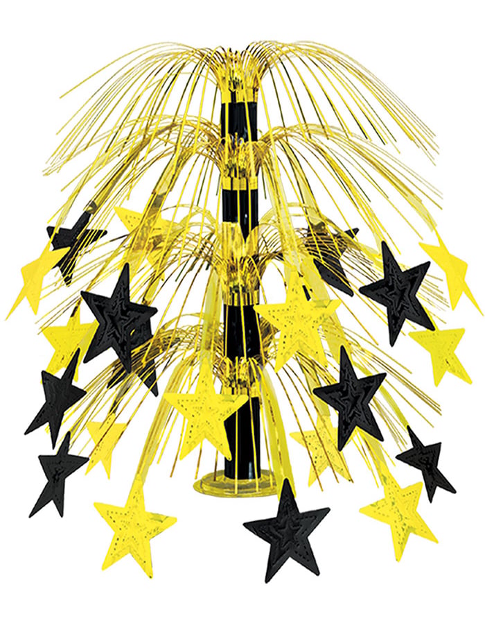 Centre de table étoiles pour fête noir et doré