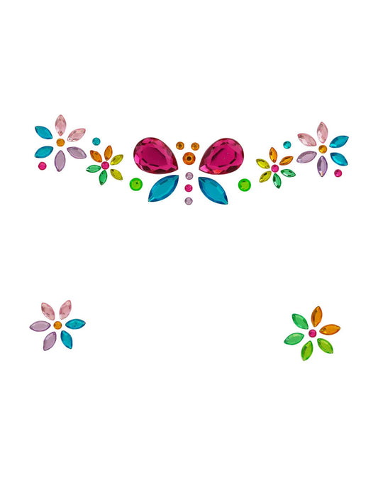 Adesivos strass borboleta e flores