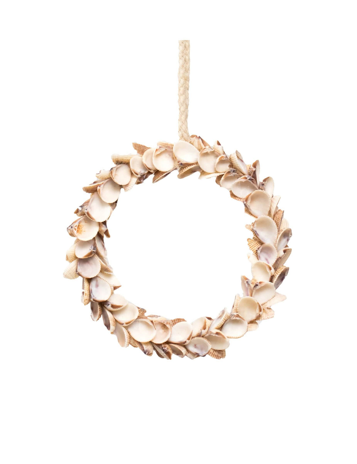Suspensão coroa de conchas para decoração marítima brancas