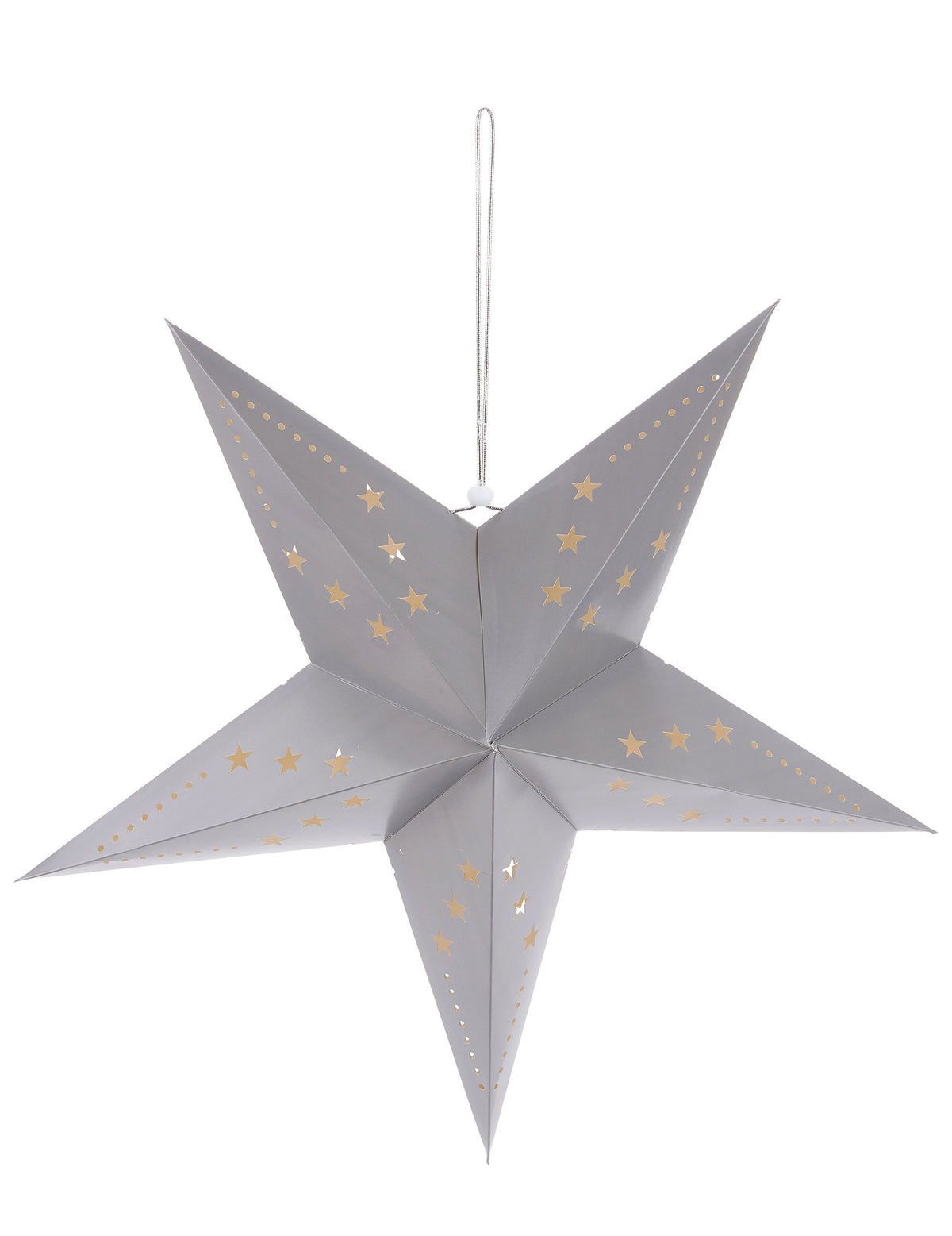 Lanterne étoile pour décoration grise avec motifs dorés