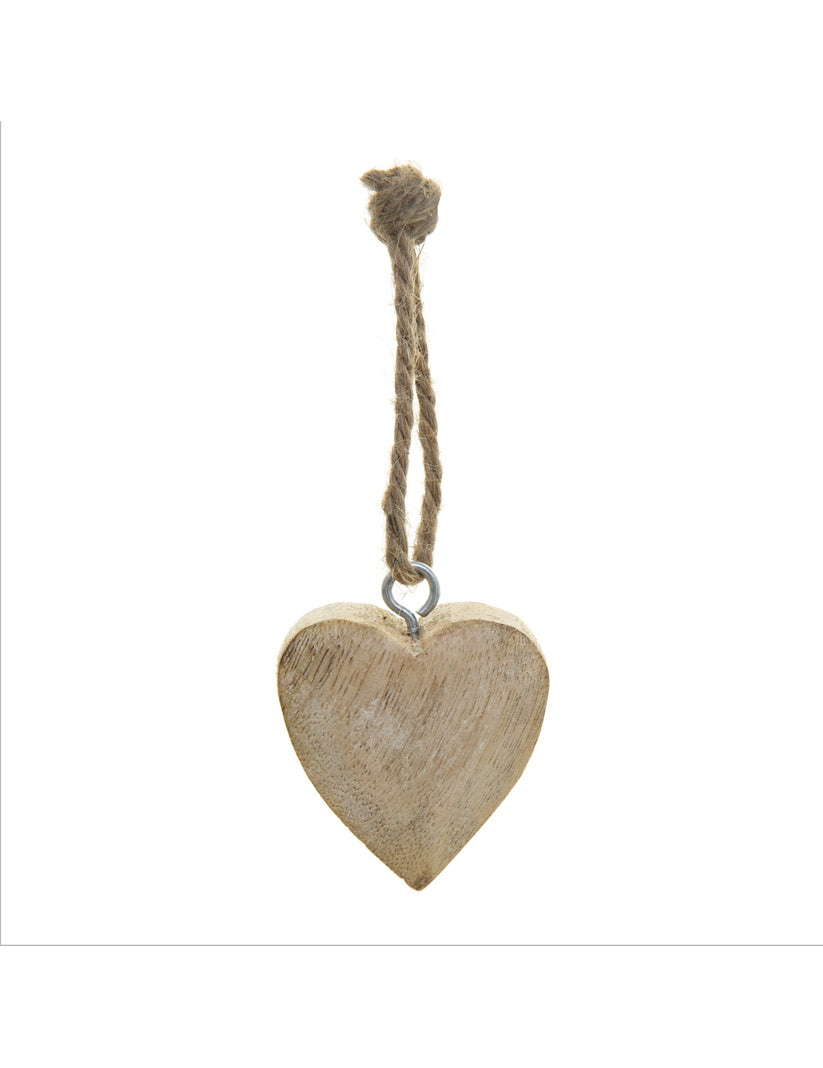 Suspension pour sapin cœur en bois naturel avec cordelette en jute