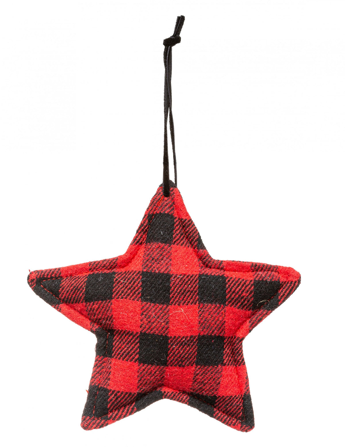 Suspension étoile tartan pour décoration rouge et noir en coton
