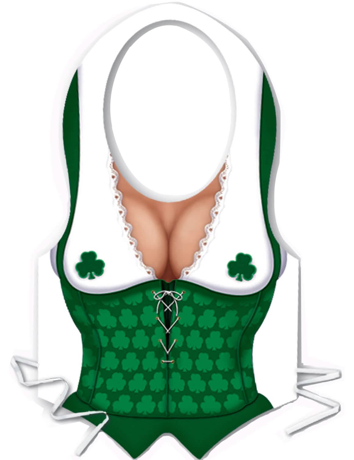 Avental de mulher irlandesa de São Patrício verde com motivos de trevos