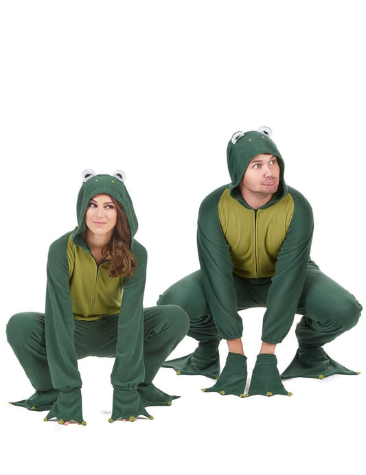 Fato de casal macacão com capuz de rã