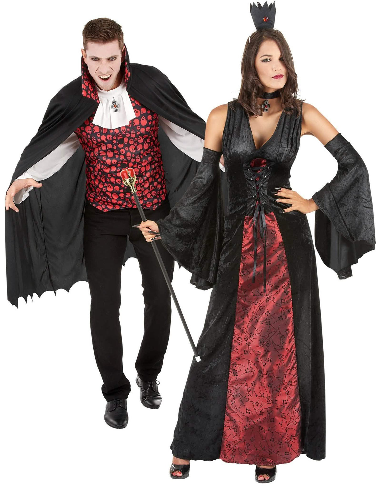 Fato de casal de vampiros majestoso de Halloween para adulto