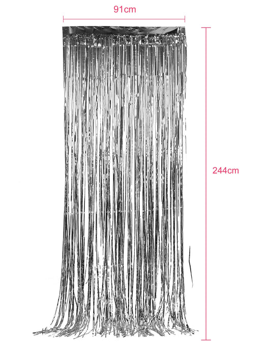 Pack de 5 cortinas cintilantes prateadas