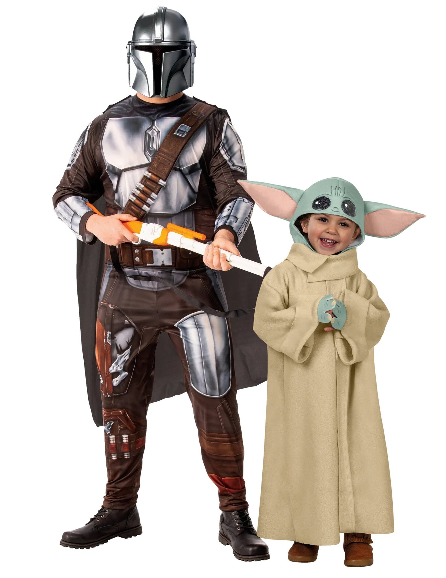 Disfarce de casal O Mandaloriano e o Bebé Yoda pai e filho