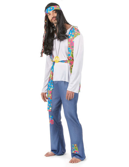Disfarce de casal hippie colorido adulto