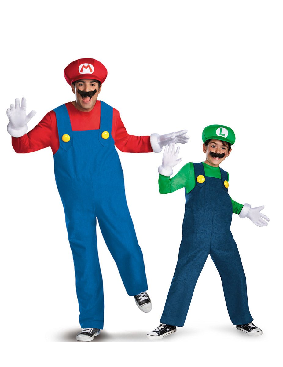 Disfarce de casal Mario™ e Luigi™ adulto Pai e filho