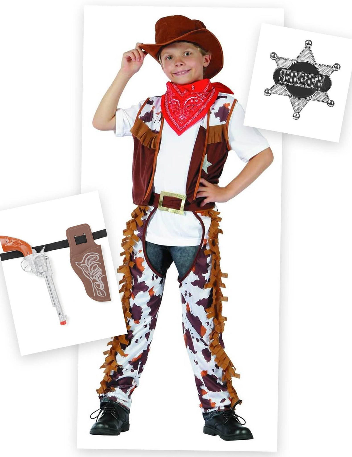 Pack disfarce cowboy menino com acessórios