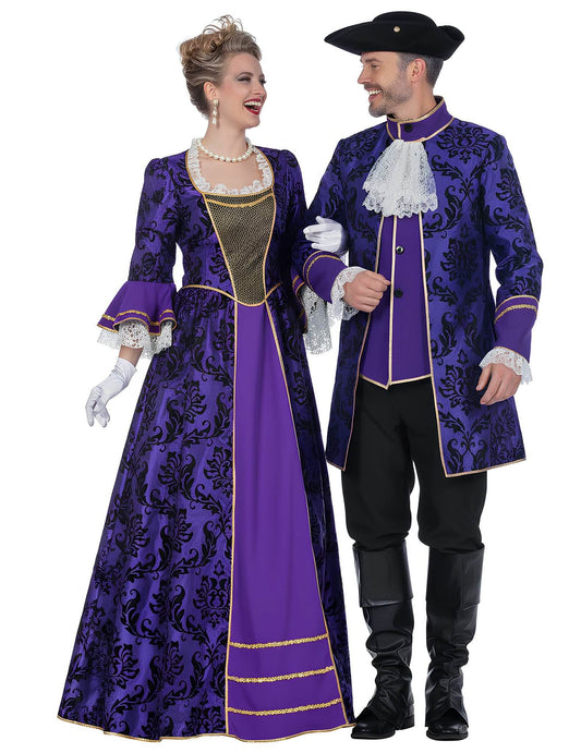 Vue d'ensemble du déguisement de couple marquis baroques