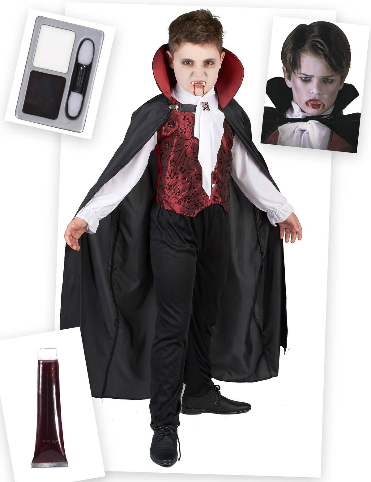 Pacote de fantasias de vampiro para Halloween para meninos