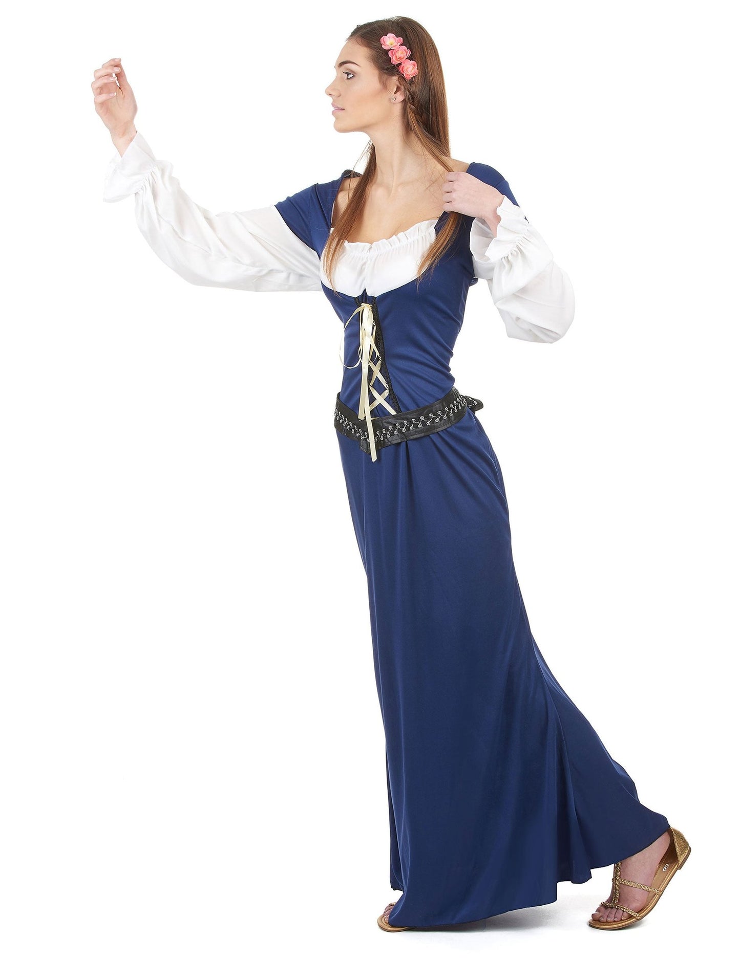 Disfarce de casal medieval azul adulto