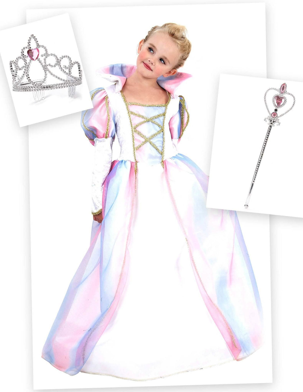 Pack disfarce princesa menina com coroa e varinha