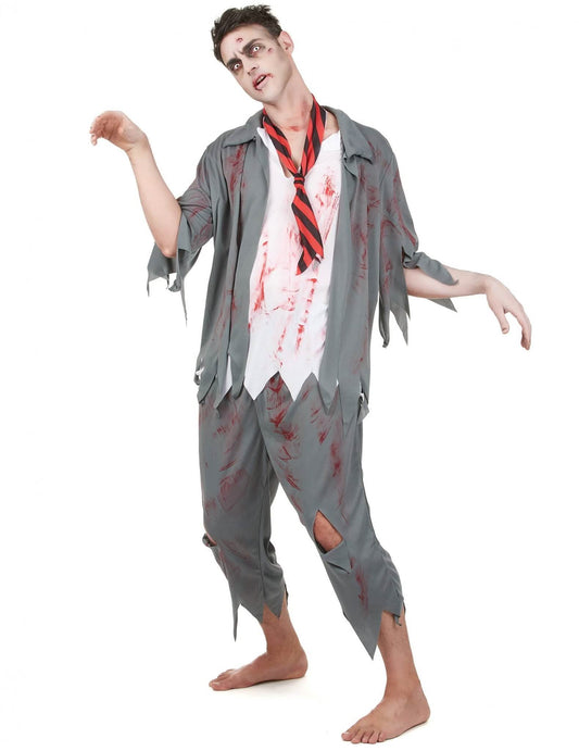 Pack disfarce zombie homem com sangue falso e maquilhagem Halloween