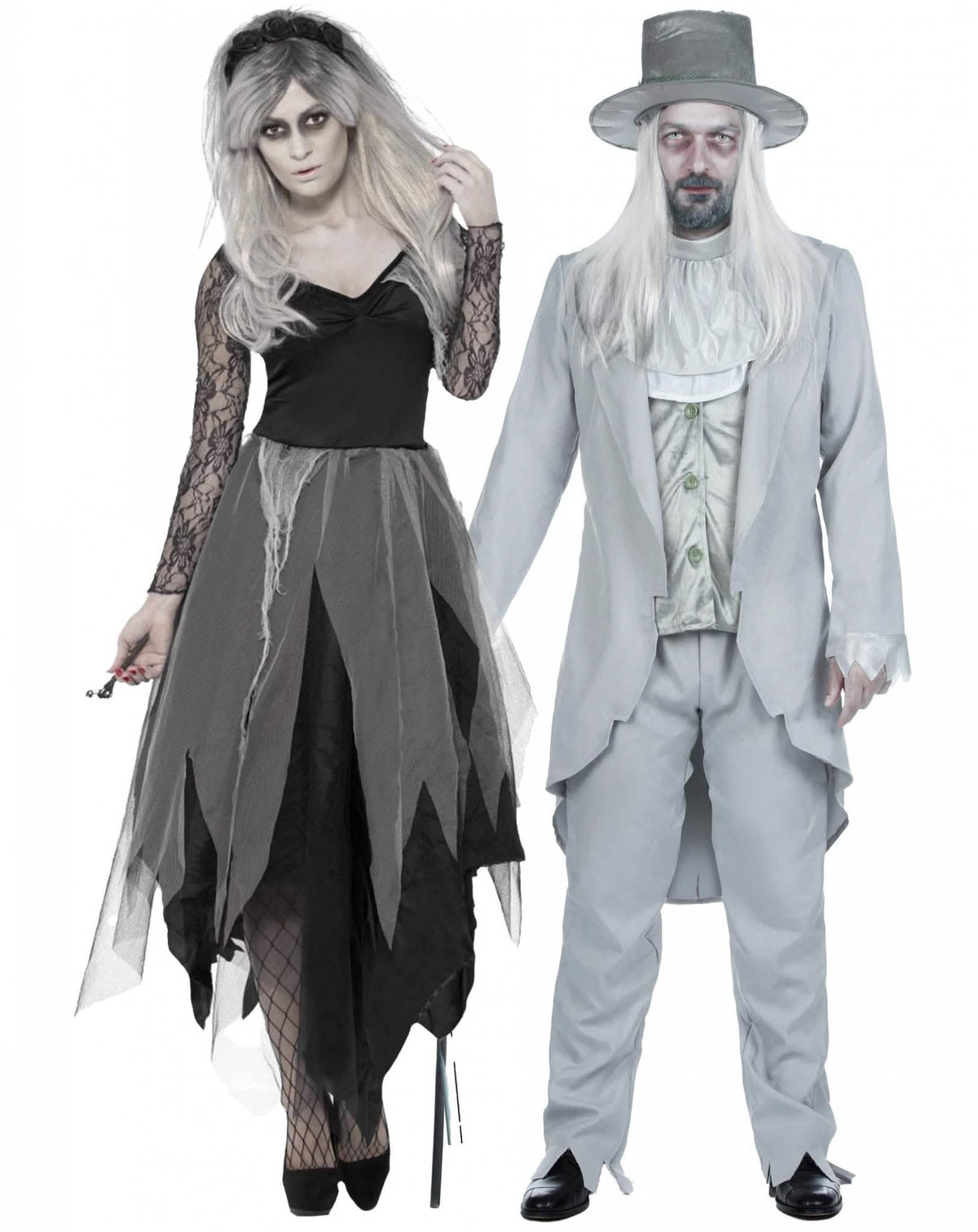 Fantasia de casal fantasma de Halloween para adulto