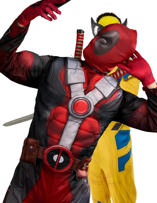 Disfarce de casal Deadpool™ e Wolverine™ para adultos