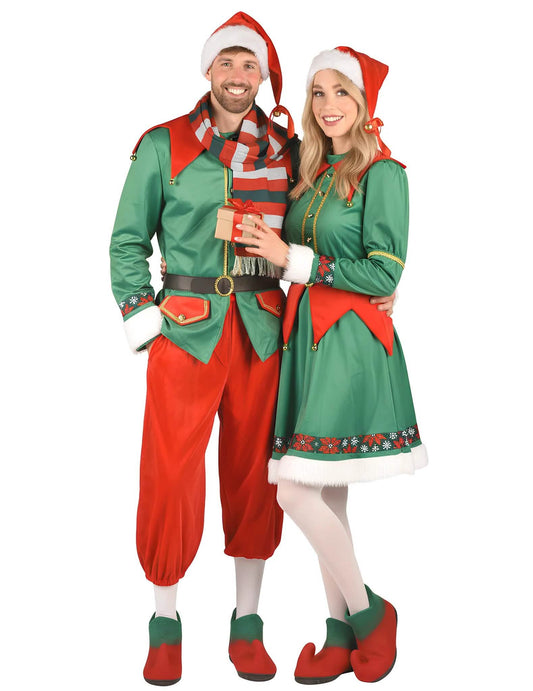 Disfarce de casal duendes de Natal de luxo adulto