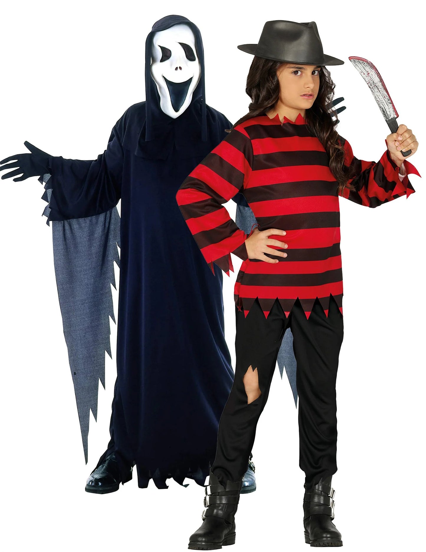 Fato de casal assassino e assassino de pesadelo infantil para o Halloween