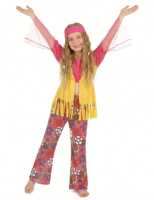 Disfarce casal hippie muticores para mãe e filha