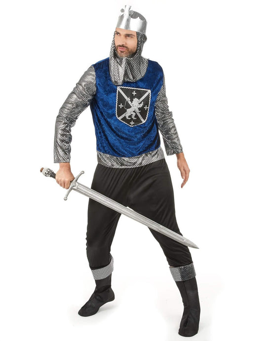 Disfarce de casal medieval azul adulto