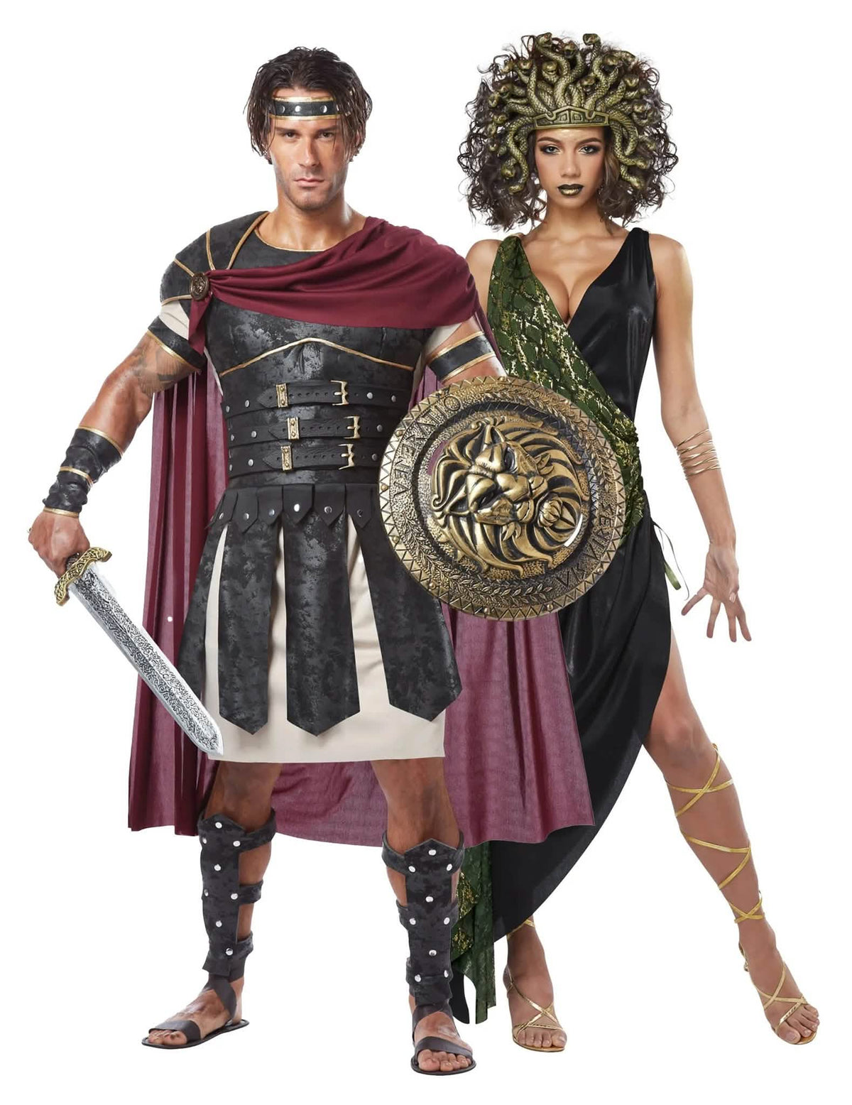 Disfarce de casal gladiador e medusa para adulto