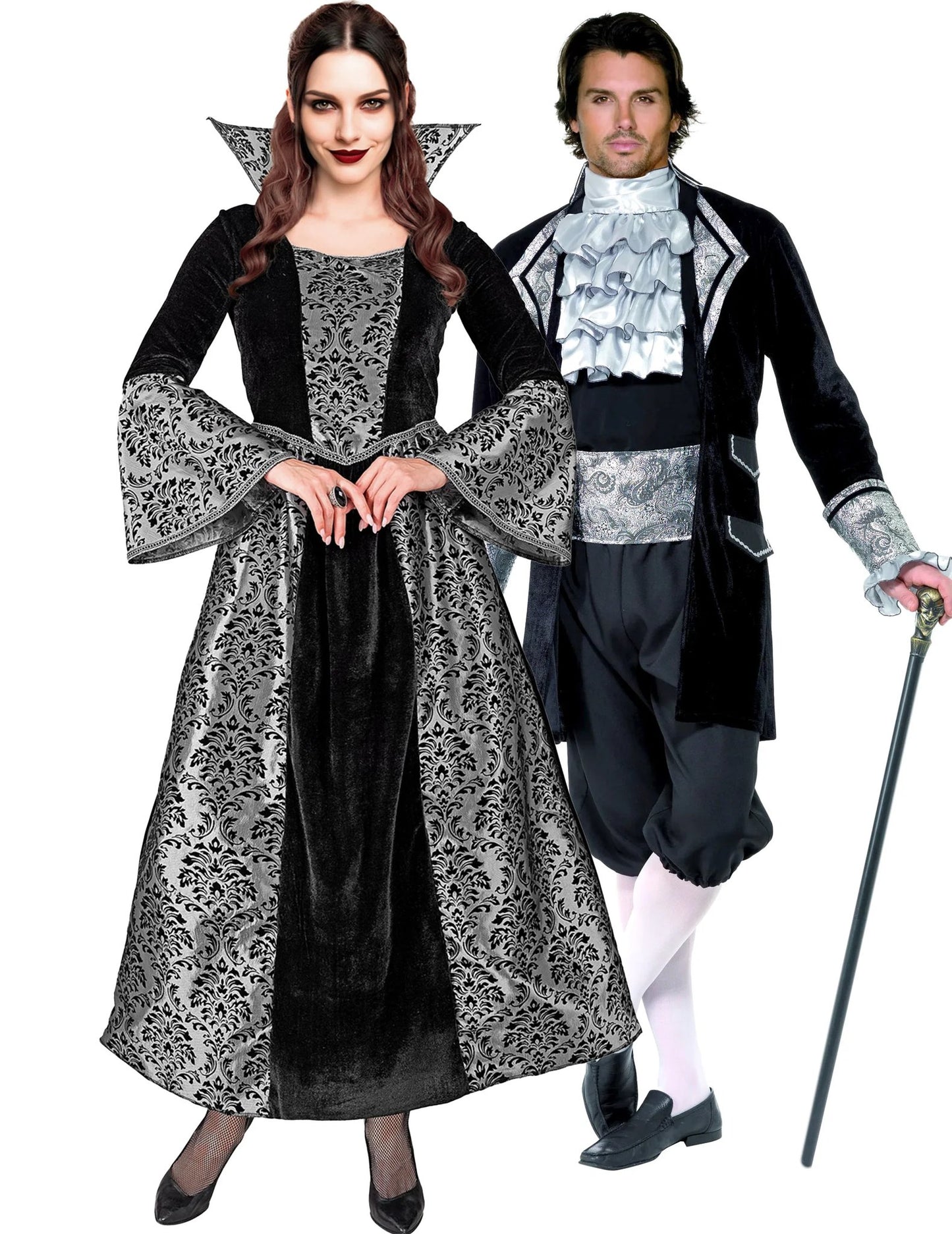 Fato de casal vampiro barroco para adultos