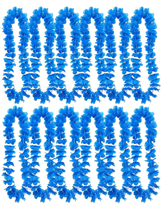 12 colares havaianos azul vivo