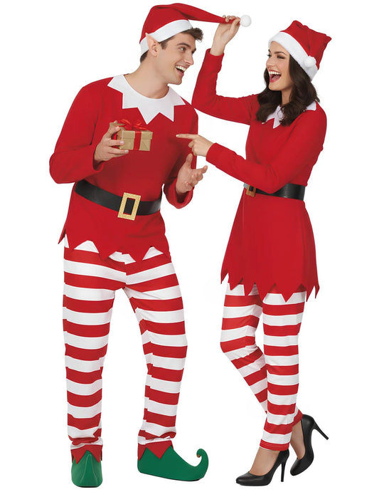 Disfarce de Casal de Elfos de Natal para Adulto