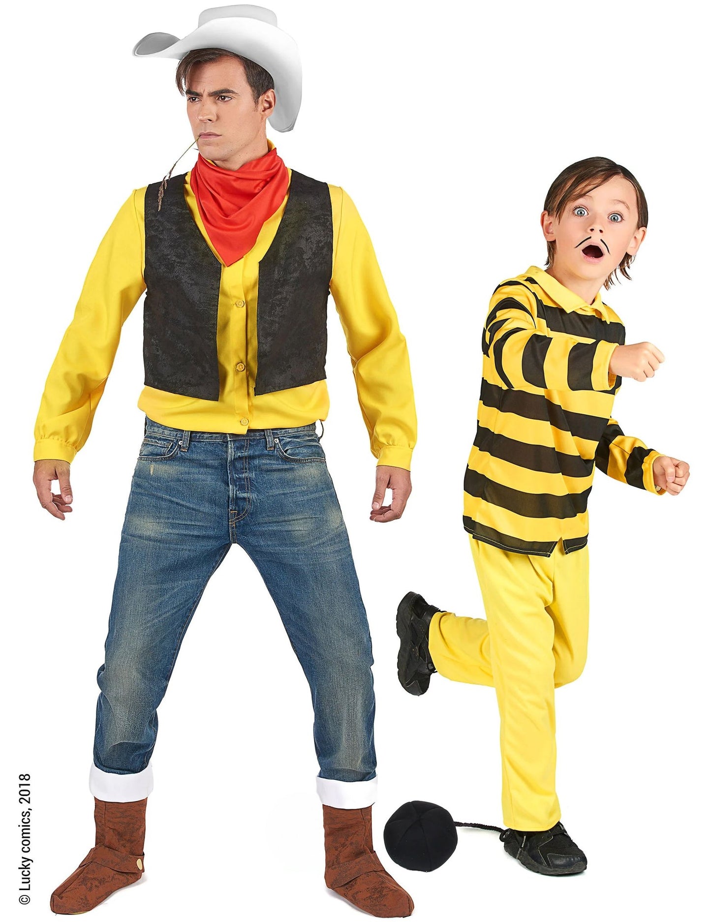 Disfarce de casal Lucky Luke™ e dalton pai e filho