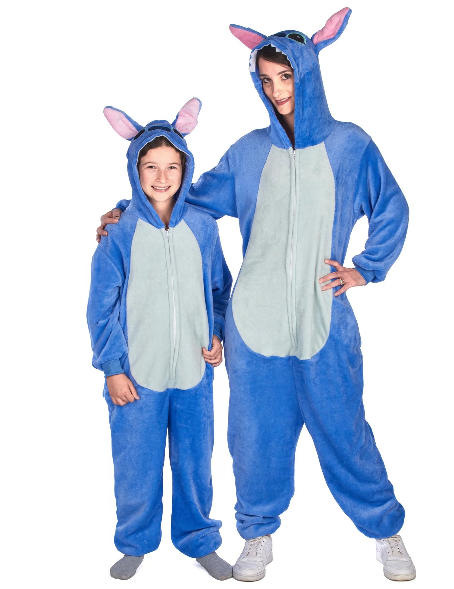 Disfarce de casal extraterrestre azul para pais e filhos