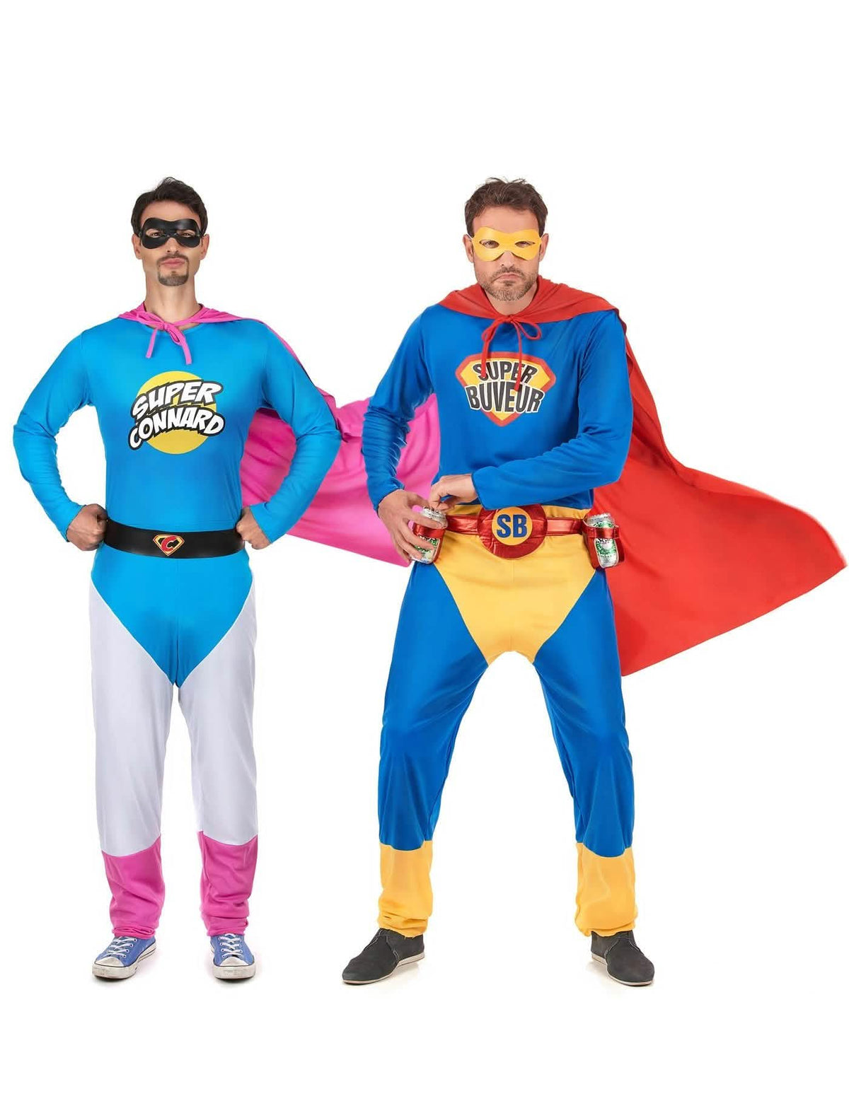 Fantasias da dupla Super Idiota e Super Bebedor