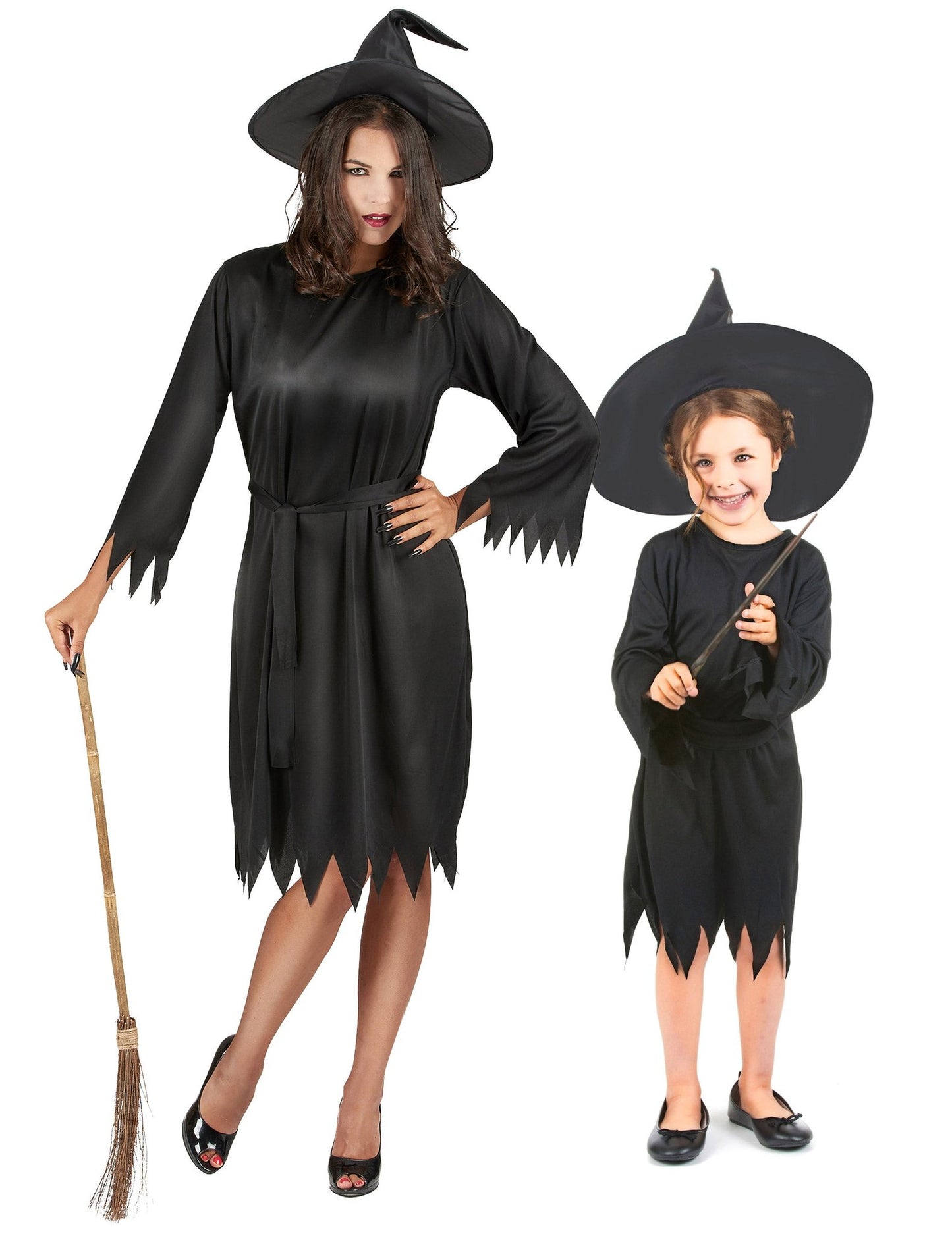 Fantasia de casal bruxa mãe e filha para Halloween