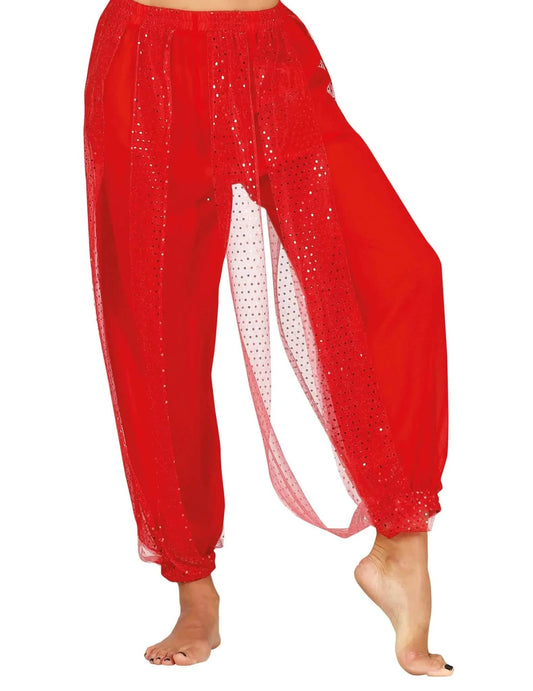 Disfarce completo de dançarina oriental vermelho e preto para mulher